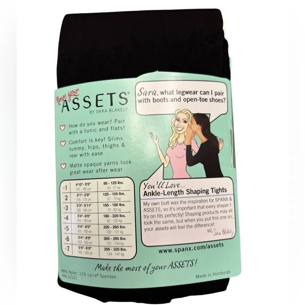 Love Your Assets by Sara Blakely Black Ankle Length Shaping Tights